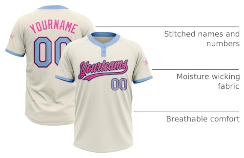 Custom Softball Jerseys, Personalized Short Sleeve Pullover Bomber Coat, Two Button Bomber Jerseys, Stitched Text miniatura 4
