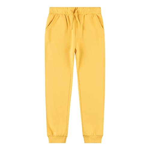 Unacoo Girls&Boys Sweat Pant With Pockets Elastic Waist Sweatpants Brushed Fleece Casual Joggers Pants For Kids Athletic Pants For Toddler Boys And Girls (Yellow, S(5-6 Years)) #TOP26