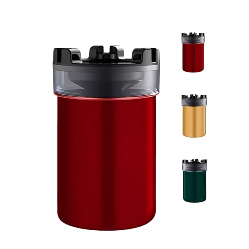 Image of Stainless Steel Ashtray with Water Tank - Quick Extinguishing, Windproof & Ash-Proof, Detachable & Easy to Clean Odor-Proof Design - for Indoor, Outdoor, Car, Office, and Home Use (Red)