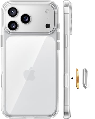 TORRAS Diamond für iPhone 17 Pro Hülle [TOP Militärschutz] mit Kameraknopf Nie Vergilbung Schutzhülle Cover Stoßfest Kratzfest Handyhülle für iPhone 17 Pro Case Transparent