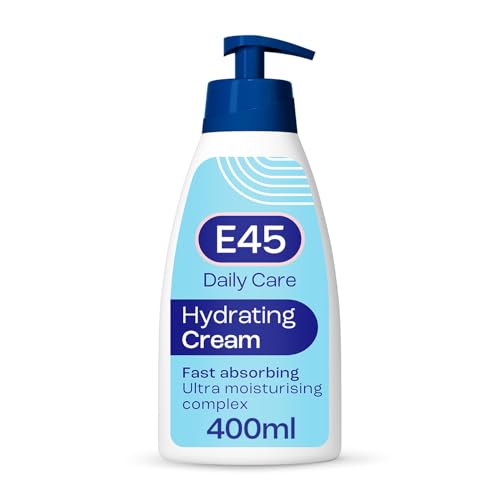 E45 Daily Hydrating Cream 400 ml for all Skin Types Long Lasting Moisturisation - Non-Greasy Moisturiser and Fast Absorption - Perfume-Free Body Face Hand Cream - Dermatologically Tested