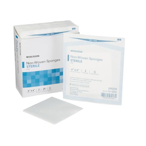 McKesson Non-Woven Sponges, Sterile, 4-Ply, Polyester/Rayon, 4 in x 4 in, 2 per Pack, 600 Packs, 1200 Total