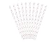 PartyDeco SPP7-081J - Papierstrohhalme - weiß mit rosa Herzen - 19,5cm (1 VPE / 10 Stk.)