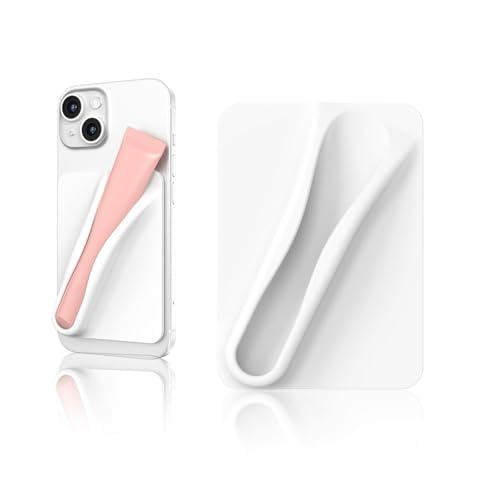 Leeneen Lipstick Holder Phone Case,Silicone Holder for Case with Lipgloss for Phone Case with Lipgloss,Adhesive Lip Gloss Balm Phone Card Holder for iPhone and Android(white)