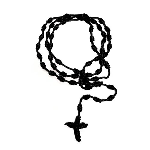 Handmade Rosary Cross Pendant Long Braided String Knotted Catholic Religion Adjustable Colorful Cord Rope Necklace Lucky Protection Keepsake Jewelry for Women Men