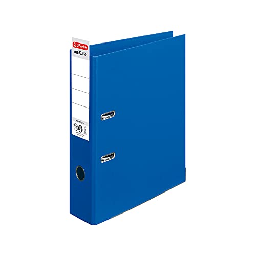 herlitz Ordner A4 maX.file protect +, A4, 8 cm Rückenbreite, Blau, Kunststoffbeschichtung, Einsteckrückenschild, Kantenschutz innen und außen, 1 Stück