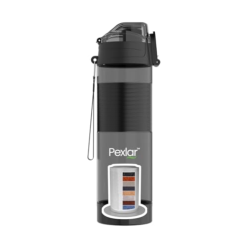 Image of Pexlar Tritan Multi Stage Alkaline Water Filter Bottle | Alkaline Water Generator | Water Bottle with Filter inside | Black | 650 ml | Multirich Mineral Water - BPA Free