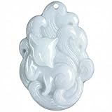 Wyvix Pendentif renard jadéite « graine gluante » de qualité A, collier à neuf queues 35 mm, amulette charme d'amour blanc riz gluant doux