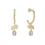 Radley Ladies Sloane Square Gold Plated Moon Stone Jumping Dog Hoop Earrings RYJ1382S