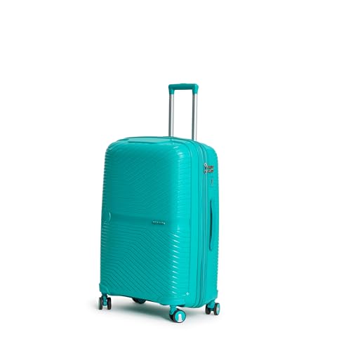 Image of Medium 61cm Trolleu Bag Polypropylene 360 Degree 8 Wheel | for Travel Hard Case Luggage, Lightweight with Combination Lock & Robust Trolley with 3 Yrs Warranty (Teal Blue)