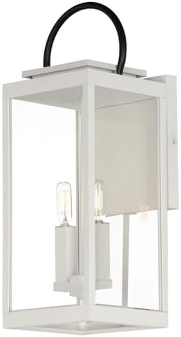 Maxim Lighting 40316CLWTBK Nassau Vivex - 2 Light Outdoor Wall Lantern-21.25 Inches Tall and 7.5 Inches Wide, Finish Color: White/Black