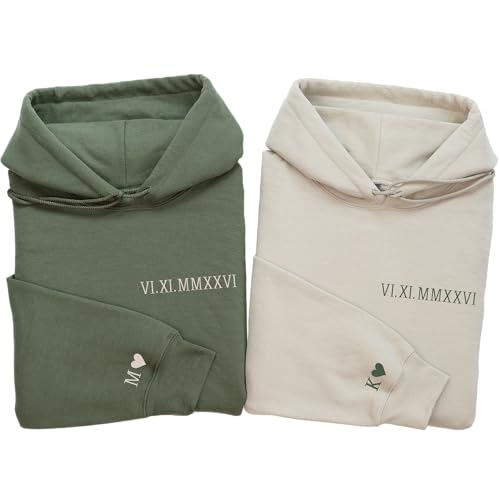 coreus Roman Numeral Hoodies with Initial and Heart