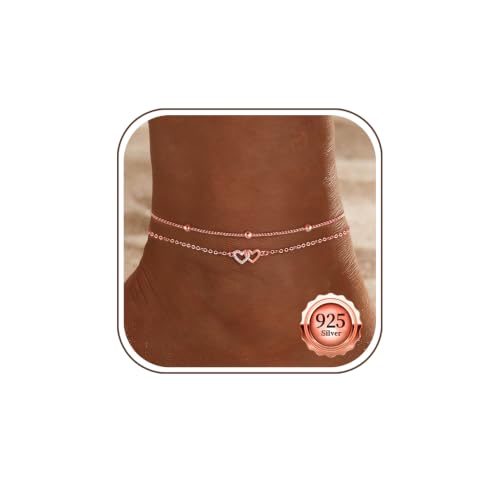 Nelytiya Bracelet Cheville Femme Or Rose Pour Femme Cœur