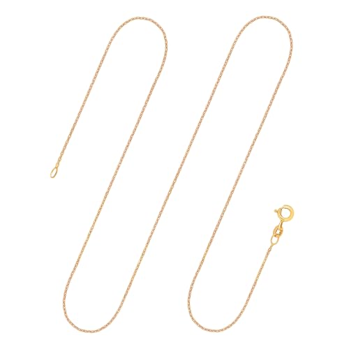 EDELIND Cadena Oro Mujer Hombre 1.2 mm Cadena ancla forzada con corte diamantado Oro Amarillo 14K/585 Collar Cadena de Oro puro long. 34cm peso ap.1.6g Caja de Regalo de joyería