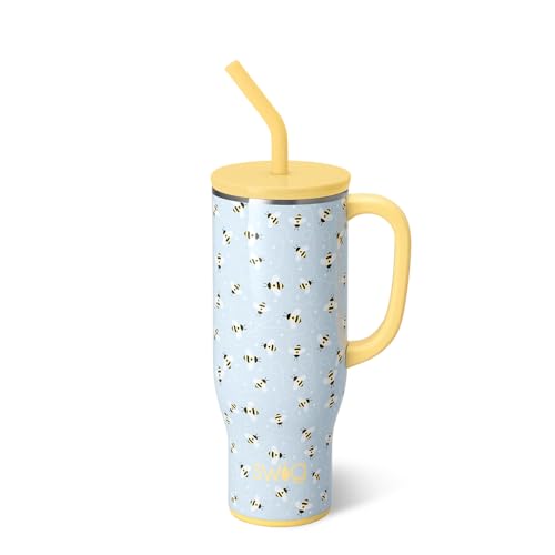 Swig Life 30oz Insulated Mega Mug with Handle & Straw, Busy Bee