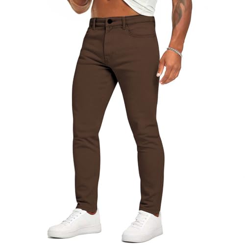 Image of CadaSor Mens Skinny Jeans Super Stretch Slim Fit Jeans for Men Classic Tapered Leg Denim Pants(7610 Brown,32)