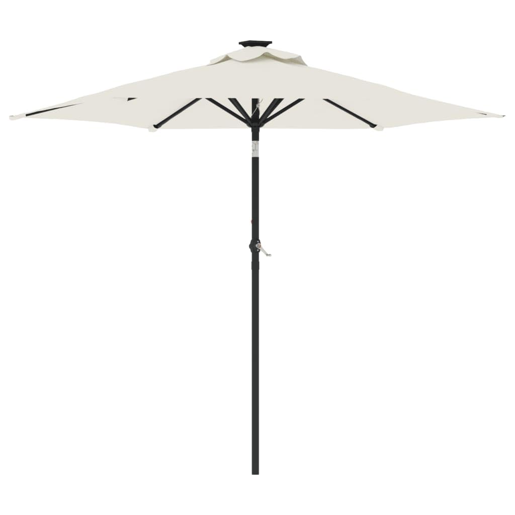 Homgoday Parasol przeciwsłoneczny ze stalowym masztem, parasol ogrodowy, na plażę, z korbą, ochrona przed promieniowaniem UV, uchylny, na taras, balkon, biały, 225 x 225 x 212 cm