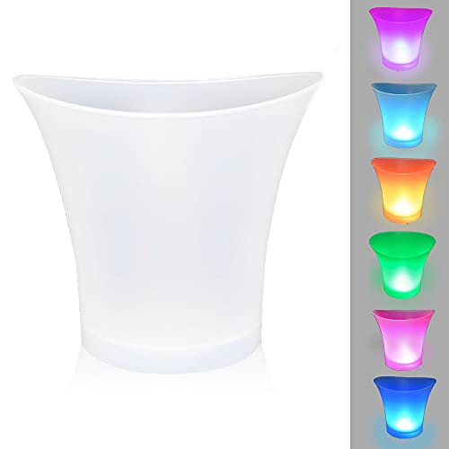 Cubitera De Hielo LED, FIPASEN Regular 5L Cubitera Iluminado con Varios Colores que Cambian para Fiesta/ Hogar/ Bar, Impermeable Vino Contenedores para Retro Bebida Vino Cerveza (Color Degradado)