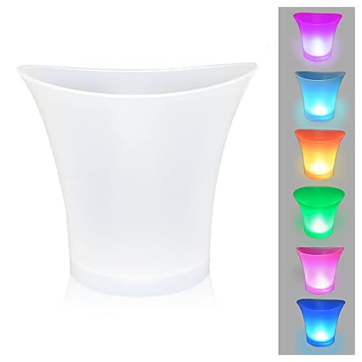 Cubitera De Hielo LED, FIPASEN Regular 5L Cubitera Iluminado con Varios Colores que Cambian para Fiesta/ Hogar/ Bar, Impermeable Vino Contenedores para Retro Bebida Vino Cerveza (Color Degradado)