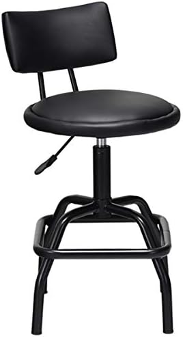 COSTWAY Adjustable Height Bar Stool, 360 Degree Swivel, Modern Guitar Stool for High Ergonomic Seating, with PU Leather Cushion, Heavy Duty Steel Frame for Bar, Shop and Music, Garage, Black