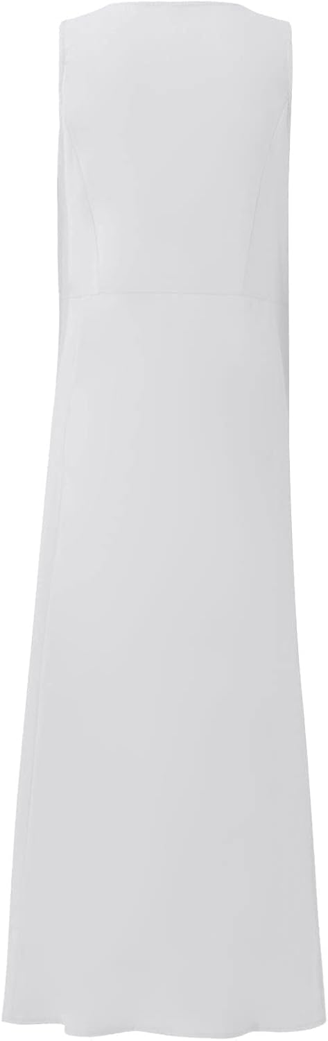 MARSVOVO Linen Dress for Women Maxi Dress Summer 2023 Cotton Sleeveless Loose Dresses Crewneck Flowy Long Dress with Pockets - Image 6