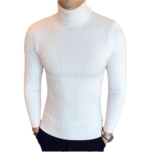 Men's High Neck Sweater Solid Pullover Knitted Warm Casual Turtleneck Sweatwear Winter Outdoor Tops
