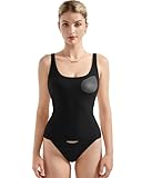 SUUKSESS Women Padded Cotton Ribbed Long Tank Tops Summer Going Out Basic Scoop Neck Cami Tops Sleeveless Casual Shirts (Black, XL)