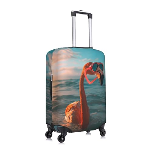 Swimming Goggled Flamingo Luggage Cover Protector Anti-Scratch Washable Fits 18-32 Inch Luggage-Small3