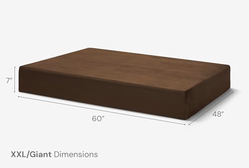 Image of Barker Beds Giant Orthopedic Dog Bed - 7 inch Memory Foam Mattress - 100-300 lbs - Joint Pain & Arthritis Support - Vet Recommended, Washable Cover - Made in USA - 60 inchx48 inchx7 inch - Chocolate