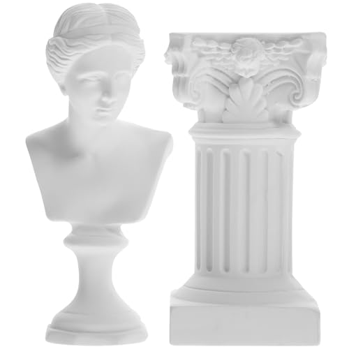 Zerodeko Estatua Griega De Resina con Columna Romana Set De 2 Figuras Decorativas para Hogar Jardín Adornos De Escultura Ligera Y Estable