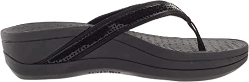Whitin Women's Platform Flip Flops Orthopedic Arch Support Toe Post Wedge Thong Sandals Slip Resistant Outdoor Size 10 10.5 For Female Sandles Ladies Plantar Fasciitis Walking Sandalias Para Mujer Black #TOP2