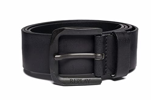 Replay Herren Gürtel aus Leder, Black 098 (Schwarz), 105