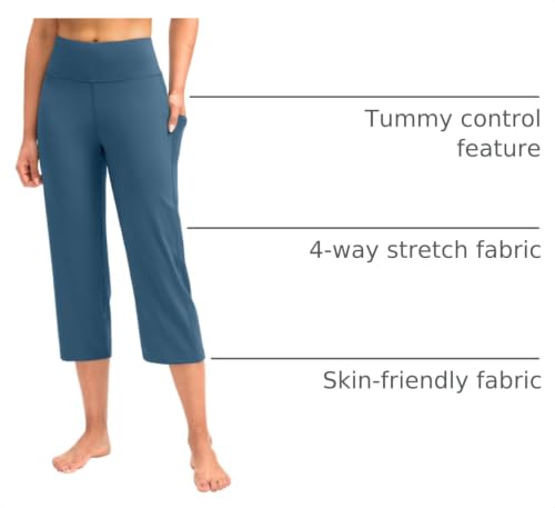 Image of G Gradual Capri Pants for Women High Waist Workout Yoga Pants with Pockets Tummy Control Leggings Crop Straight