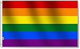 Premium Gay Pride Flags 3x5Ft,LGBT Rainbow Flags Quadruple Stitched Fly ends with Brass...