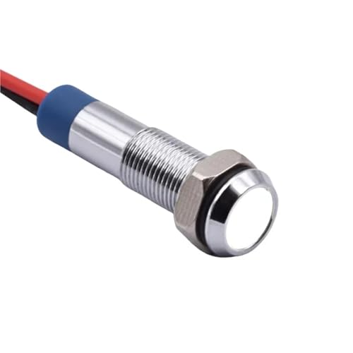 Luz piloto metalica de 6mm con cable de 12V a 220V AC DC indicador plano blanco