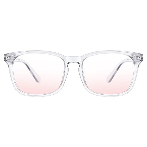 TIJN Blue Light Blocking Glasses for Women Men Clear Frame Square Nerd Eyeglasses Anti Blue Ray Computer Screen Glasses