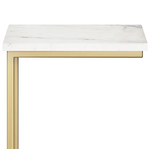 SIMPLIHOME Skyler Metal Table - 18" Wide x 24" High Solid Iron C-Side Table with Genuine White Marble Top in Gold, Contemporary Accent End Table for Living Room or Home Office with Slide-Under Design by SIMPLIHOME - Image 7