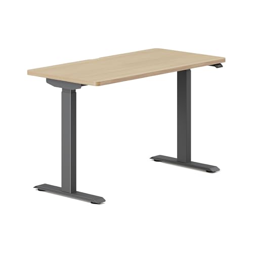 Image of Branch Duo Standing Desk, Adjustable Standing Desk with 20 inch Range | OLED Control Panel, Frameless Design and Compact Size Suitable for Many Spaces, 48 Inches, Charcoal Base, Woodgrain Top