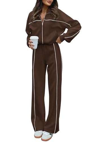 Image of BTFBM Women's Two Piece Tracksuit Fall 2026 Long Sleeve Zip Up Sweatshirt Long Pants Outfits Jogger Sweatsuit Sets