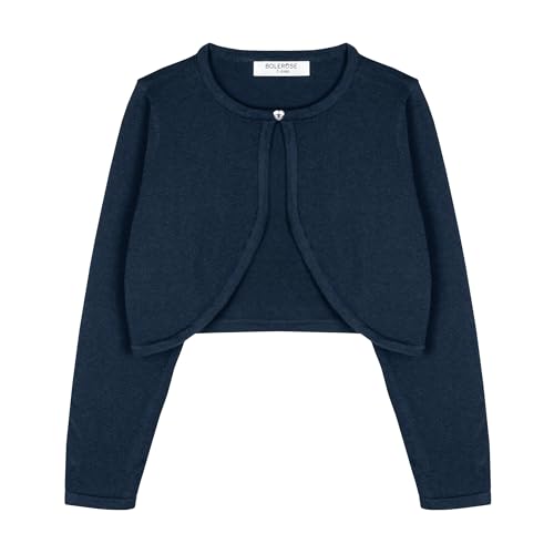 BOLEROSE Girls Long Sleeve Cardigan Childrens Kids Bolero Shrug (Midnight Blue, 13-14 YRS)