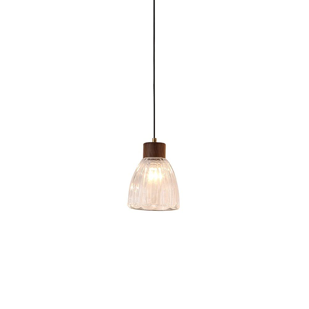 Lámpara colgante creativa con mango de madera de nogal y acabado de vidrio