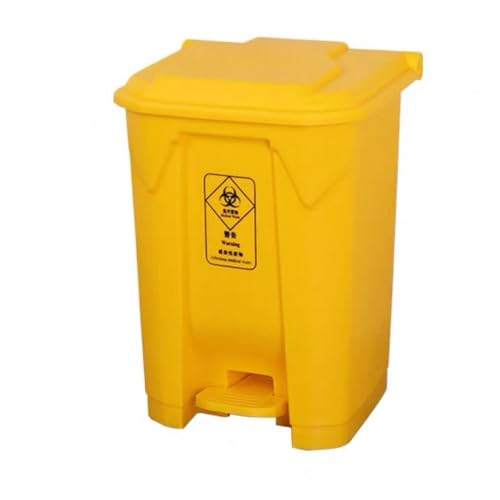 Cubo Basura Pedal Médico Almacenamiento Residuos Clínicas Hospitales Ruedas Gran Capacidad Tapa Caja Armas Afiladas Médicas(Yellow,50L)