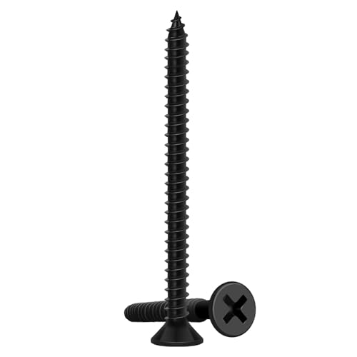 Image of Wood Screws 2 Inch, 70 PCS FIXLINK Premium Flat Head Phillips Black Wood Screws, Self Tapping Electrophoresis Used in Indoor Furniture, Woodworking (#8 x 2)