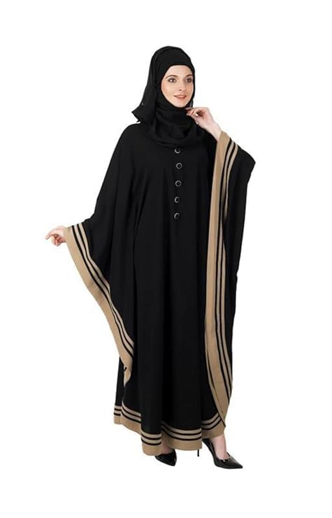Priya Collection Women's Pure Georgette Hijab Dubai Style Side Patti Embroidery, Irani Burkha-image-47