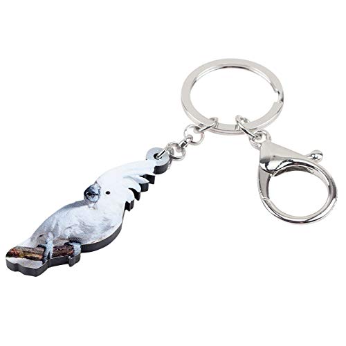 WEVENI Acrylic White Cockatoo Bird Keychain Parrot Key Ring For Women Girl Bag Purse Car Charms (White)3