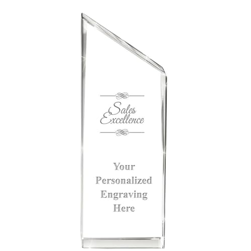 Crown Awards Personalized Crystal Trophy, 5" Engraved Sales Empire Crystal Award Prime