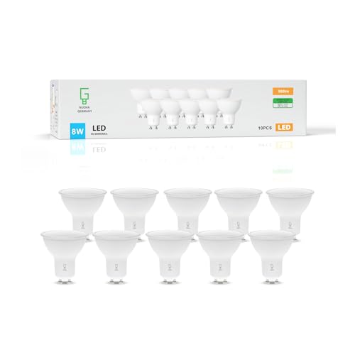 NUOVA GERMANY Lampadine LED GU10, 8W Equivalenti a 100W, Lunga durata, Basso consumo, adatte per illuminazione case da incasso certificate CE, Non dimmerabile, 10 Pezzi (6000K Luce Fredda)