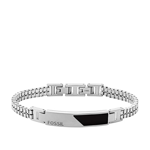 Fossil Men's Chain or Cuff Bracelet, Color: Black Onyx/Silver (Model: JF03928040)