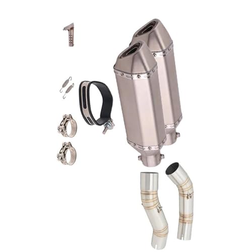 50.8MM オートバイ排気 エスパスモト 改良型ミッドリンクパイプ ダブルコネクト カーボンマフラー に適合するYZFR1 YZF R1 2004 2005 2006 用