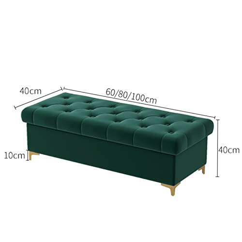 Banc de rangement ottoman coffre velours marron bout de lit - 3